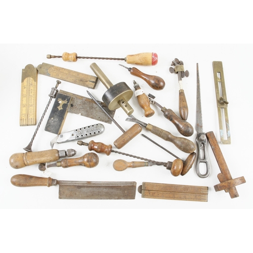 74 - A brass stemmed mortice gauge and other tools G