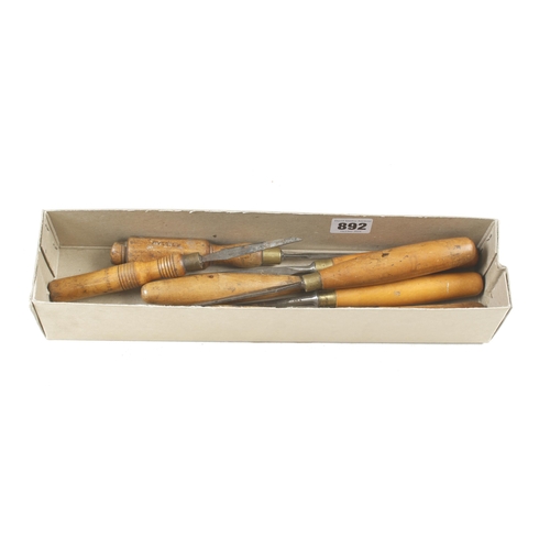 892 - Eight carver's tiny chisel with boxwood handles G++