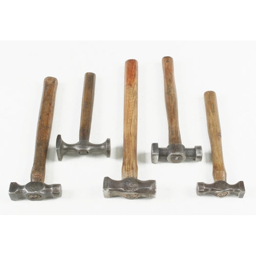 908 - Five coppersmith's hammers G+