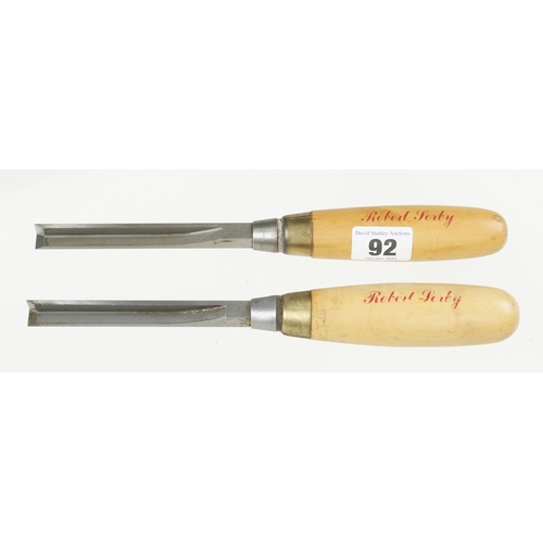 92 - Two V grooving chisels by SORBY with boxwood handles F