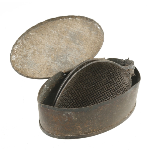 926 - A rare pair of tiny gauze goggles for use in the pit saw pit in orig tin box G+