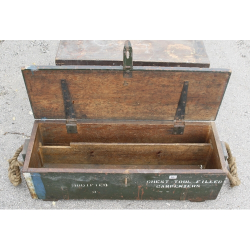 361 - A pine chest and an old ammunition box G