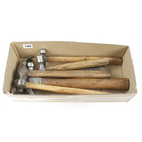 168 - An ESTWING claw hammer and 5 other hammers G+