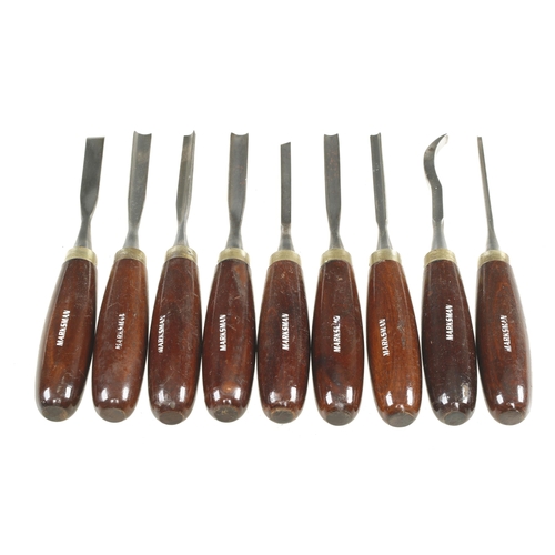 189 - A set of 9 MARKSMAN carving tools G+