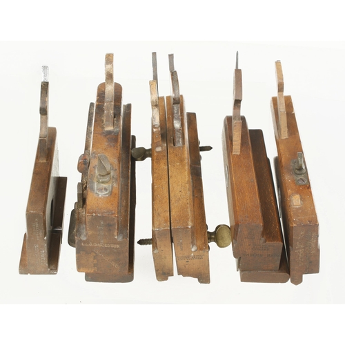 198 - An adjustable stick & rebate plane (one replaced wedge) and 4 other planes all by GREENSLADE G