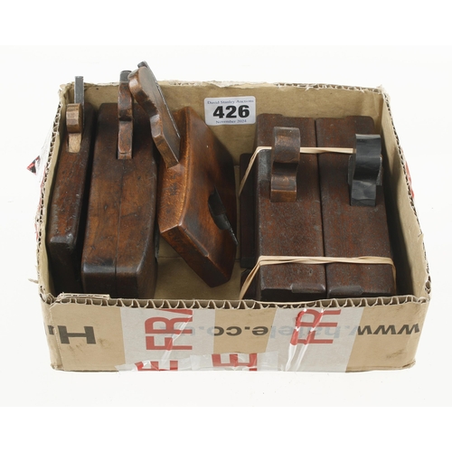 426 - A pair of craftsman made L & R side rebate planes and 3 other small planes G