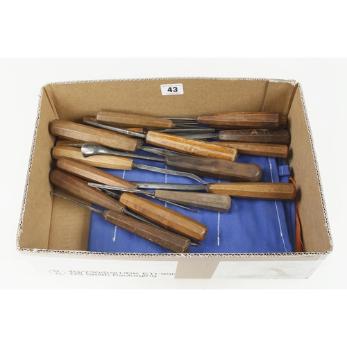 43 - A roll of 18 carving tools G+