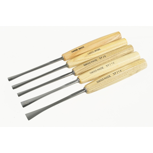 454 - Five unused flared carving tools by PFEIL 8mm to 14mm F