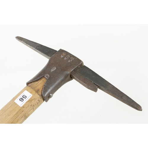 56 - A miner's pick axe marked S.B.S. G+