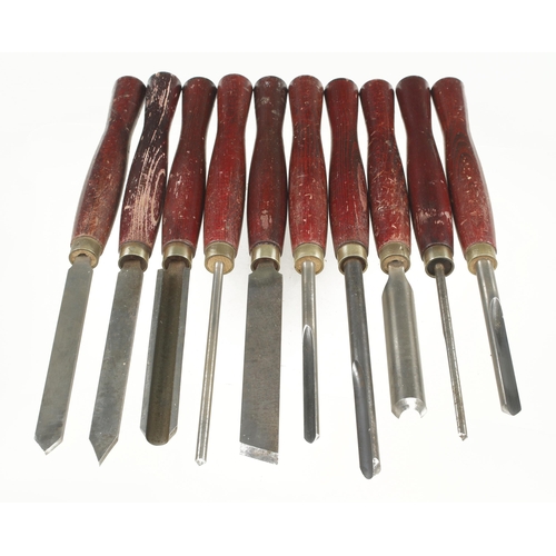 58 - A set of 10 RECORD HSS turning tools G+