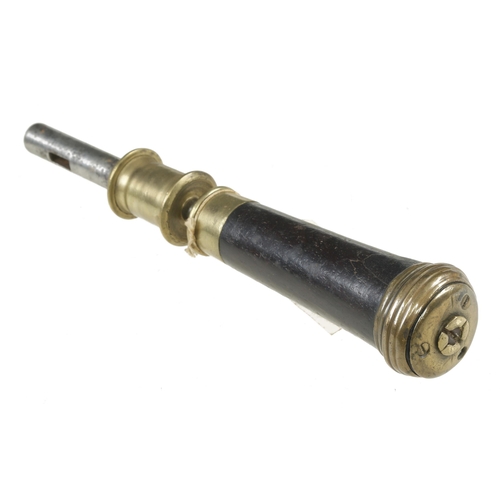 596 - An early rosewood and brass bow drill, loose handle requires attention G+