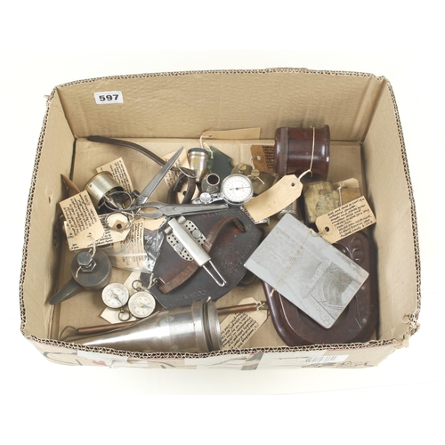 597 - A box of small tools etc G+