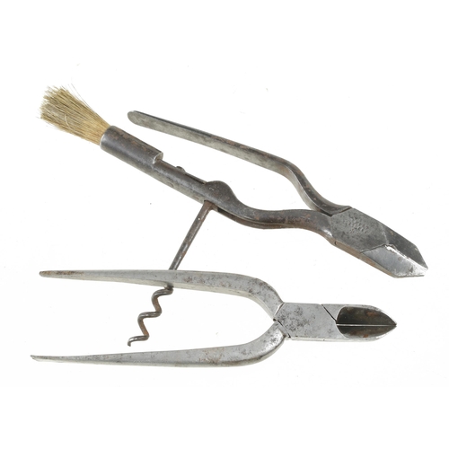 636 - A pair of champagne snips with corkscrew by RODGERS and another pair of snips G