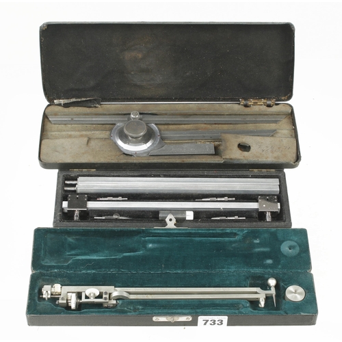 733 - A planimeter, set of trammels and a gauge all in orig boxes G