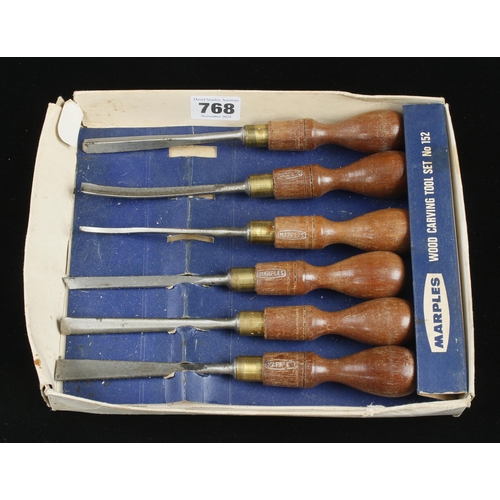 768 - A little used set of 6 carving tools by MARPLES No 152 in poor box G+