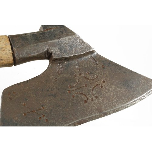 782 - An unusually small R/H goosewing side axe with foliate decoration G