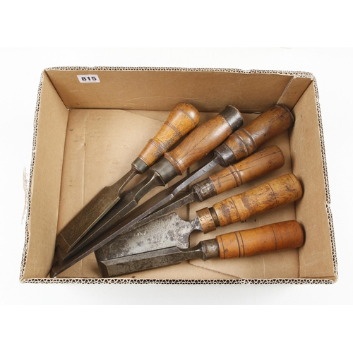 815 - Five early wheelwright's heavy duty chisels 1 1/4