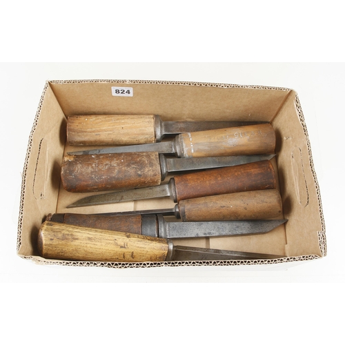 824 - Seven mortice chisels G+