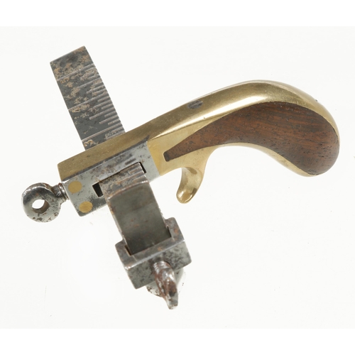 875 - A leatherworker's brass framed rosewood pistol grip router by C. S. OSBORN Newark G+