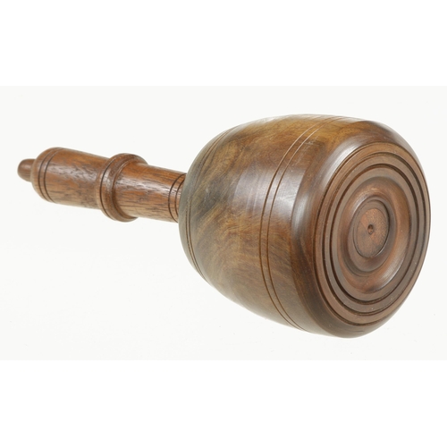 130 - A carver's lignum vitae mallet with mahogany handle 3 3/4