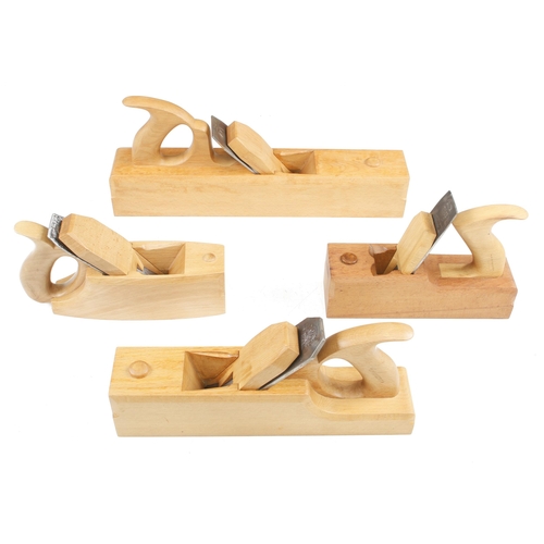 144 - A set of 4 little used beech bench planes by T.P.ROBERTS (1999-2001) F