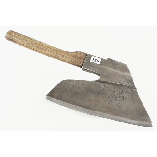 146 - A R/H goosewing side axe with punch decoration G++