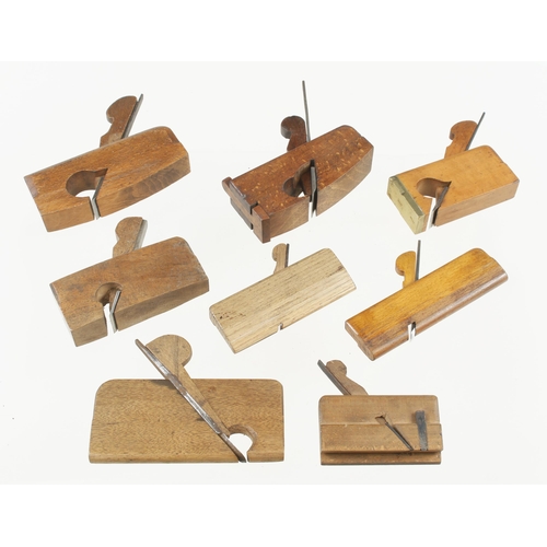 161 - A boxwood rebate plane with brass front and 7 other small beech planes G+