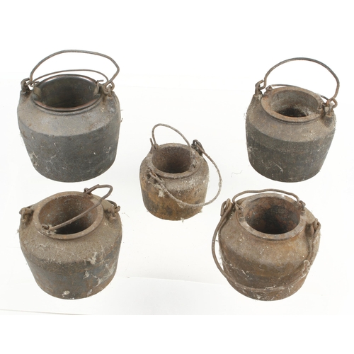 191 - Five iron glue pots G