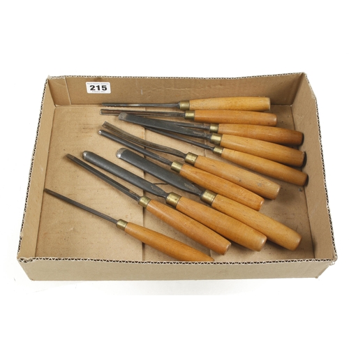 215 - A set of 11 carving tools most stamped MARPLES G++