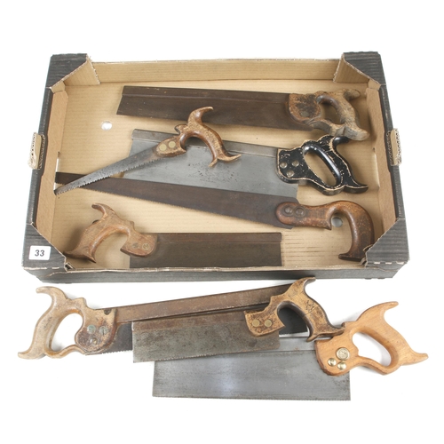 33 - Six s/b tenon saws and 3 others G