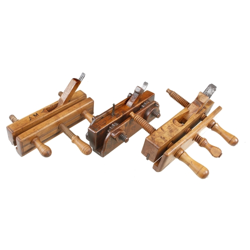 110 - Three European screwstem grooving and fillister planes G+