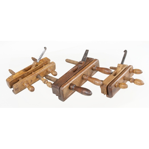 111 - Three European screwstem grooving planes, some worm G