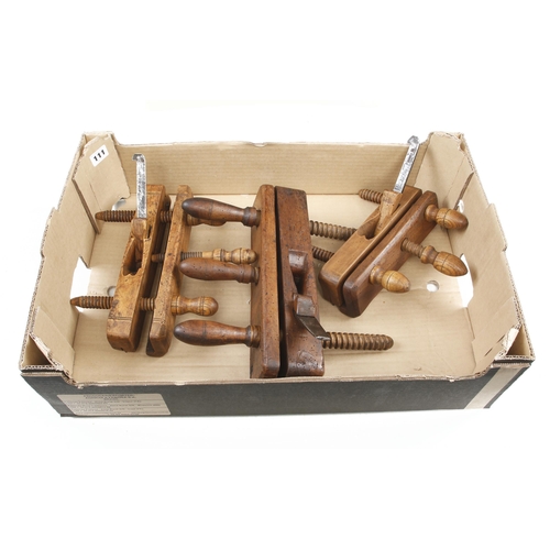 111 - Three European screwstem grooving planes, some worm G