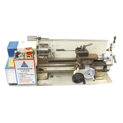125 - The Conquest lathe by CHESTER UK and engineer model maker's lathe with variable speed Pat tested G N... 