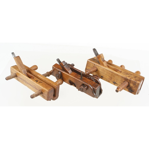 110 - Three European screwstem grooving and fillister planes G+