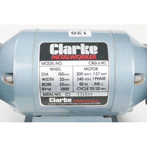 120 - A little used CLARKE bench grinder 240v Pat tested