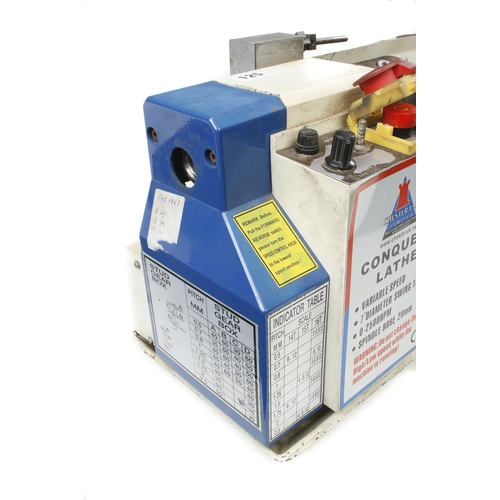 125 - The Conquest lathe by CHESTER UK and engineer model maker's lathe with variable speed Pat tested G N... 