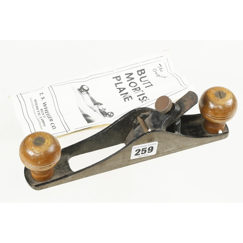 259 - A butt mortice plane by T.S.WHEELER USA with instructions G+