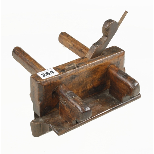 264 - A rare beech plough by LOVEAGE (mark G+) with wood depth stop, one screw missing from fence G