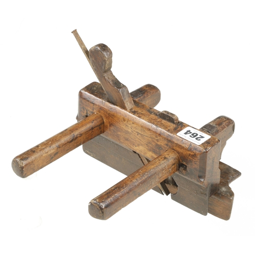264 - A rare beech plough by LOVEAGE (mark G+) with wood depth stop, one screw missing from fence G