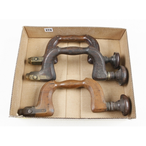 274 - Three beech braces, repair to one web G