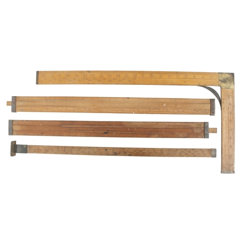 65 - A tailor's boxwood square by John T Johnson, two slide rules (one is Burts Patent4359 by DRING & FAG... 