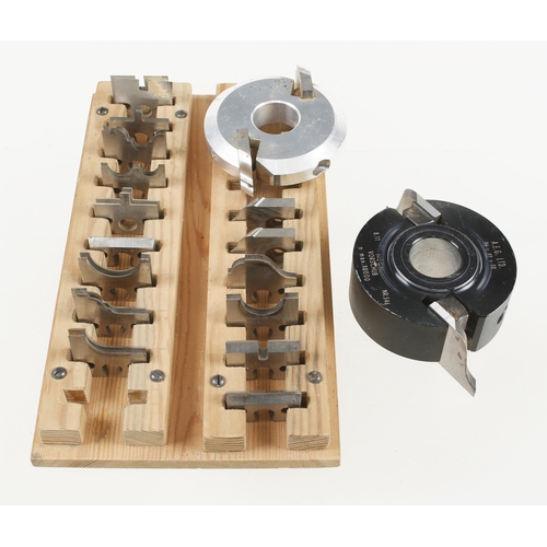 70 - An AEG spindle moulder cutter block c/w 15 pairs of cutters G+