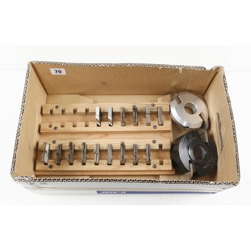 70 - An AEG spindle moulder cutter block c/w 15 pairs of cutters G+