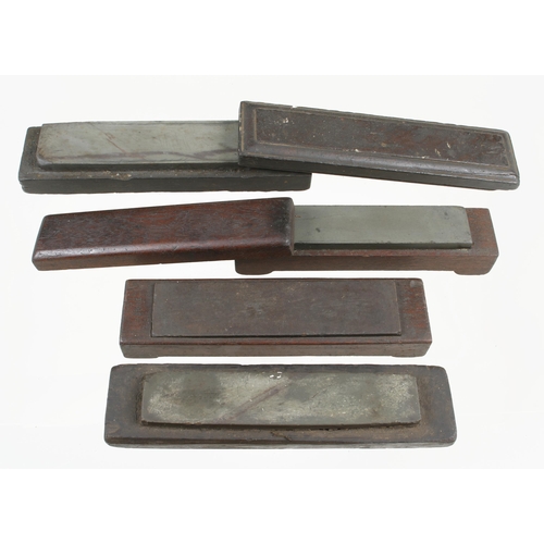 77 - An oilstone dated 1857 and 3 other natural stones G