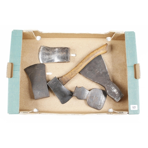 17 - Four axe heads and a hatchet G
