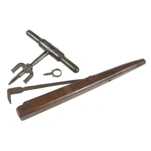 22 - A cooper's bung auger and hoopdog G