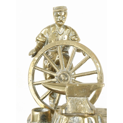 48 - A brass model of a wheelwright at work G+