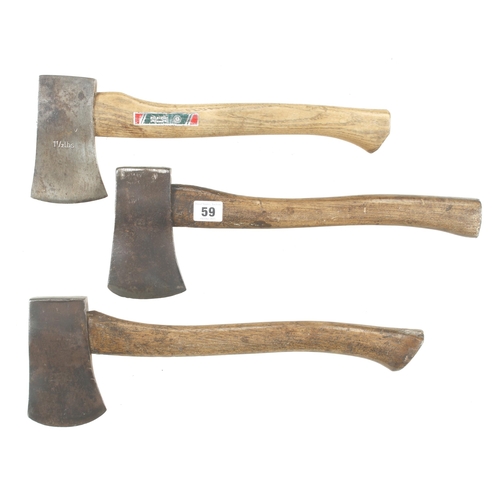 59 - Three hand axes by PLUMB, WILLKINSON and SWIFT G
