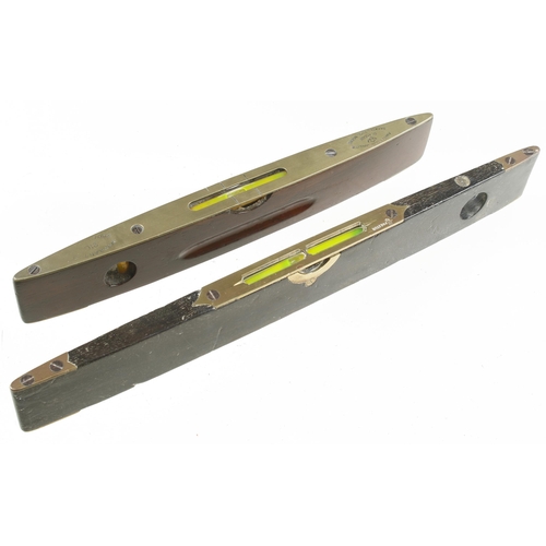14 - A MATHIESON No 21C rosewood and brass boat level and another by PRESTON G+